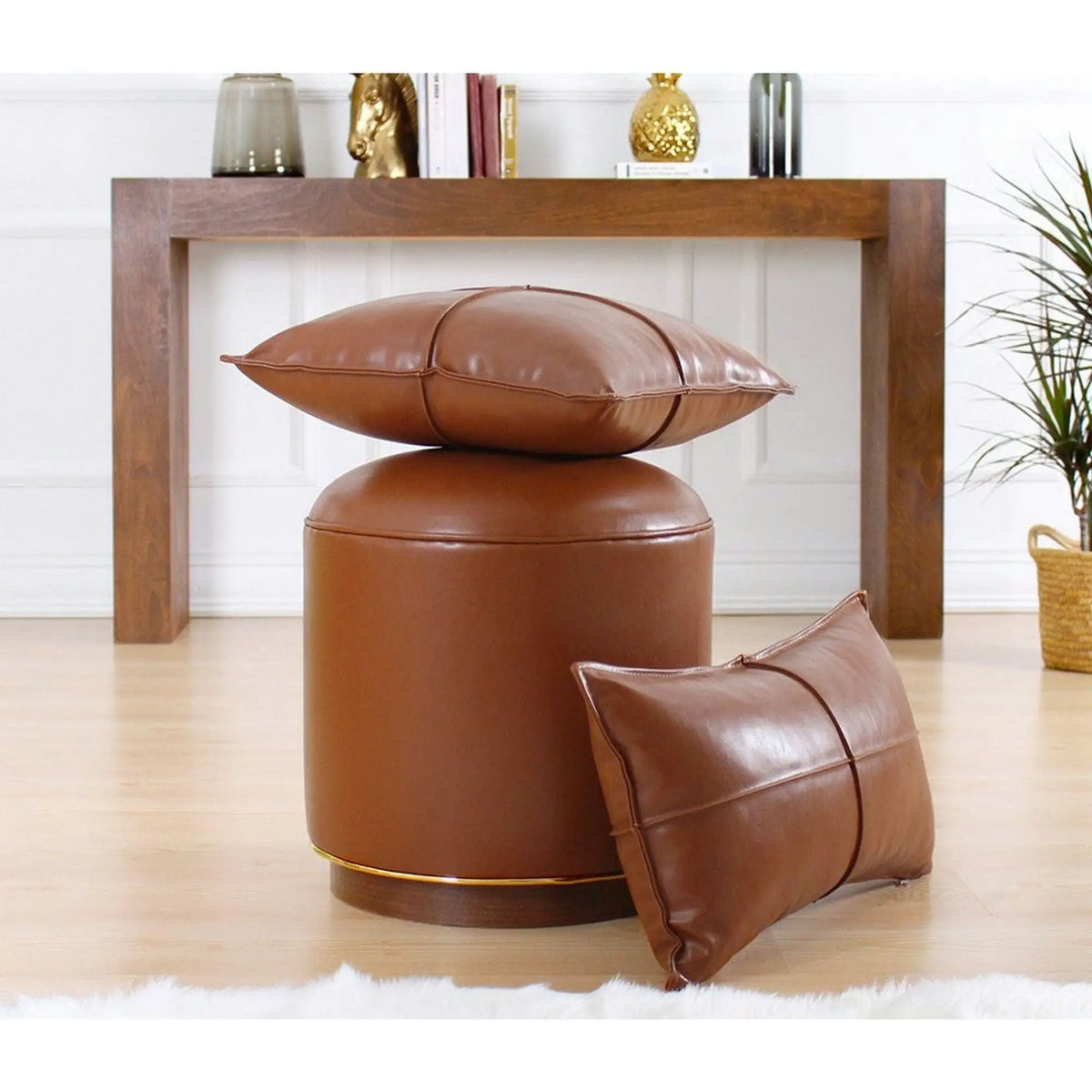 Perna 210FLF1116, maro, piele ecologica, 50x50 cm