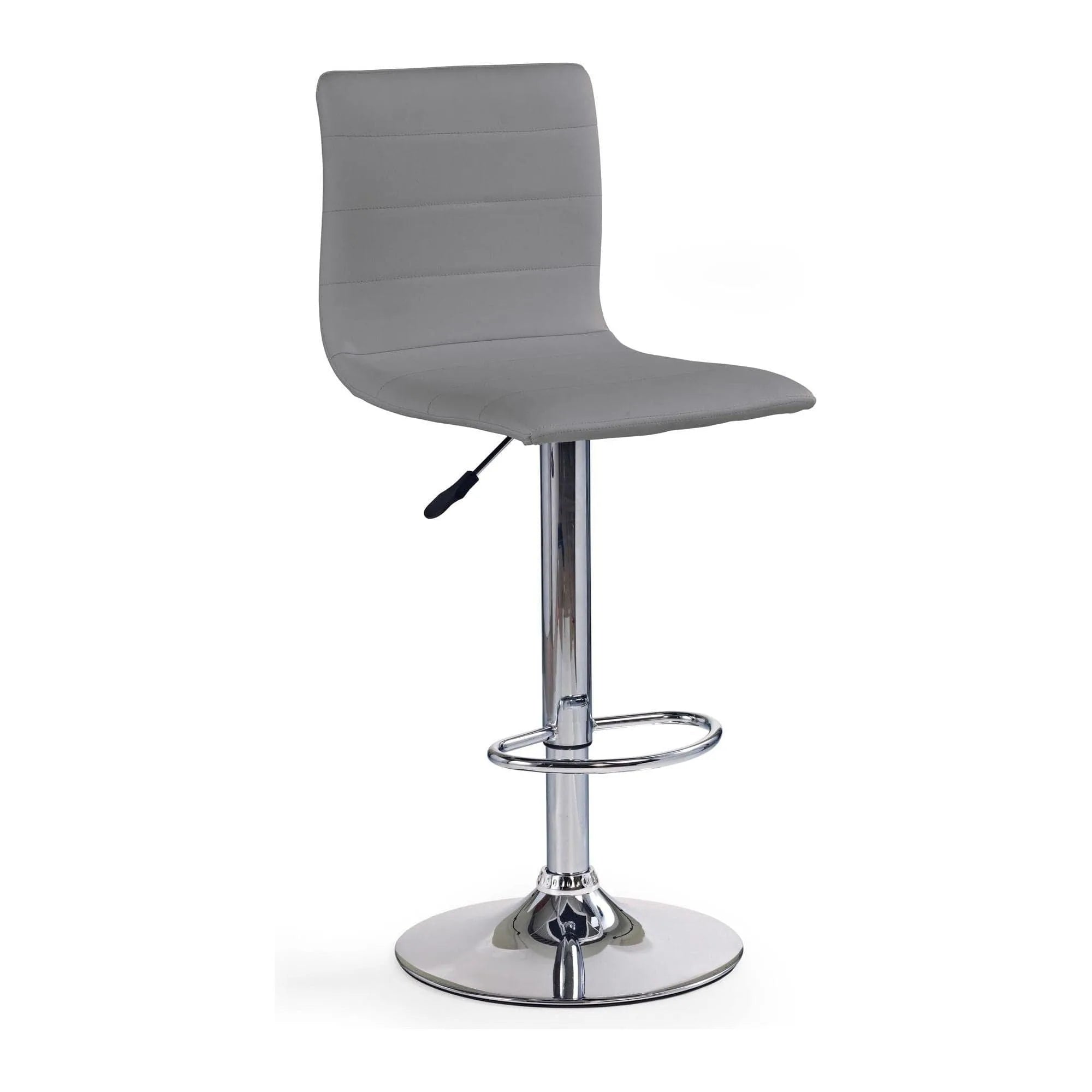 Scaun bar H21, gri/crom, piele ecologica/otel, 40x42x93/115 cm