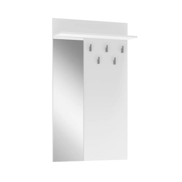 Cuier de perete cu oglinda LIMA PR-1, alb, PAL laminat, 70x20x120 cm