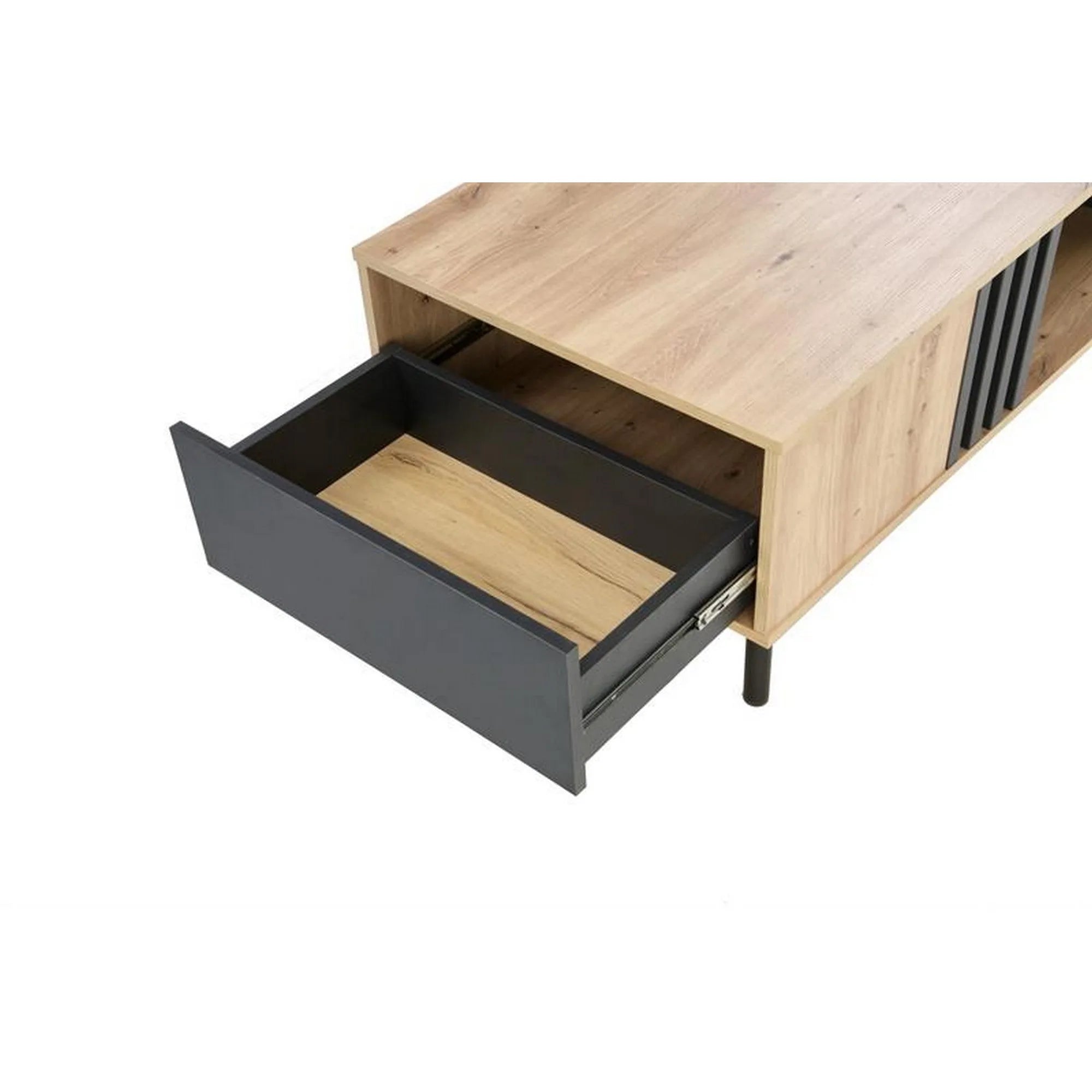 Masuta SONIA, stejar artisan/negru, PAL laminat/otel, 100x60x43 cm