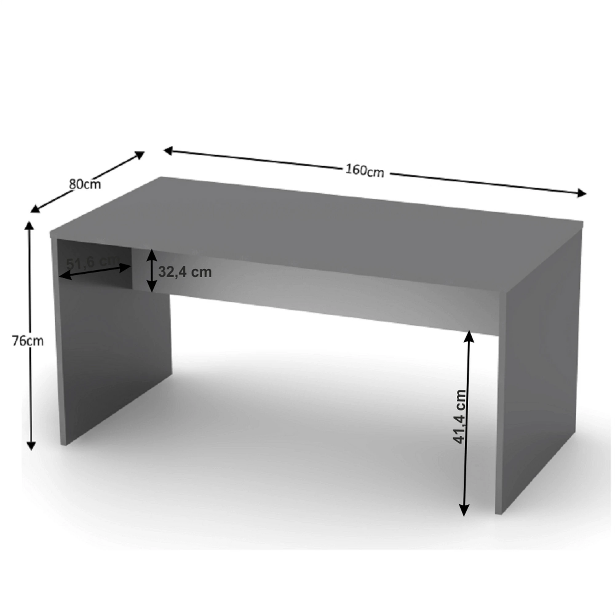 Masa birou RIOMA NEW TYP 16, gri grafit, DTD laminat, 160x80x76 cm