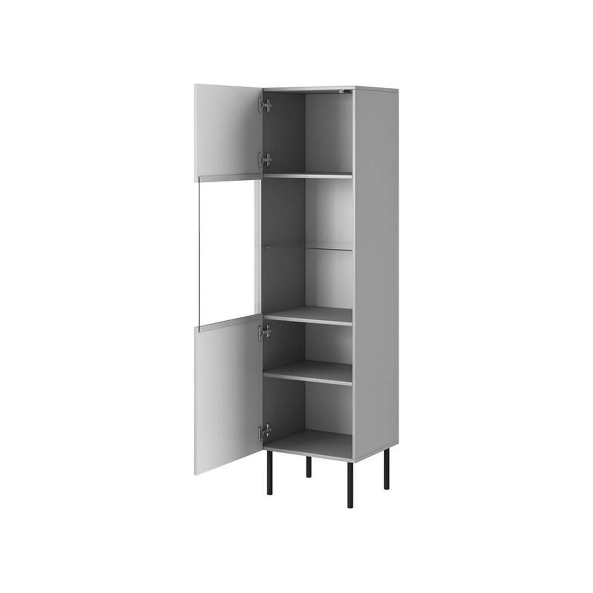 Vitrina ASENSIO, gri mat, PAL/metal, 50x42x180 cm