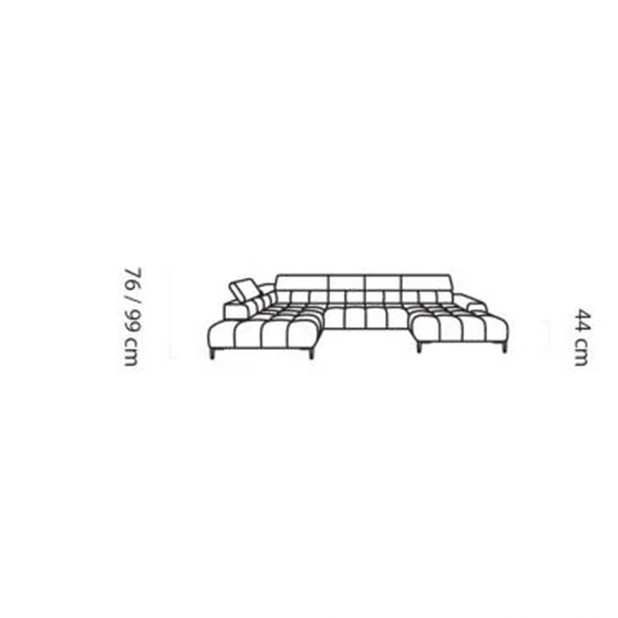 Coltar PLAZA XL, sezlong stanga, stofa catifelata negru - Riviera 100, cu reglaj electric si tetiere reglabile, 385x216x99 cm
