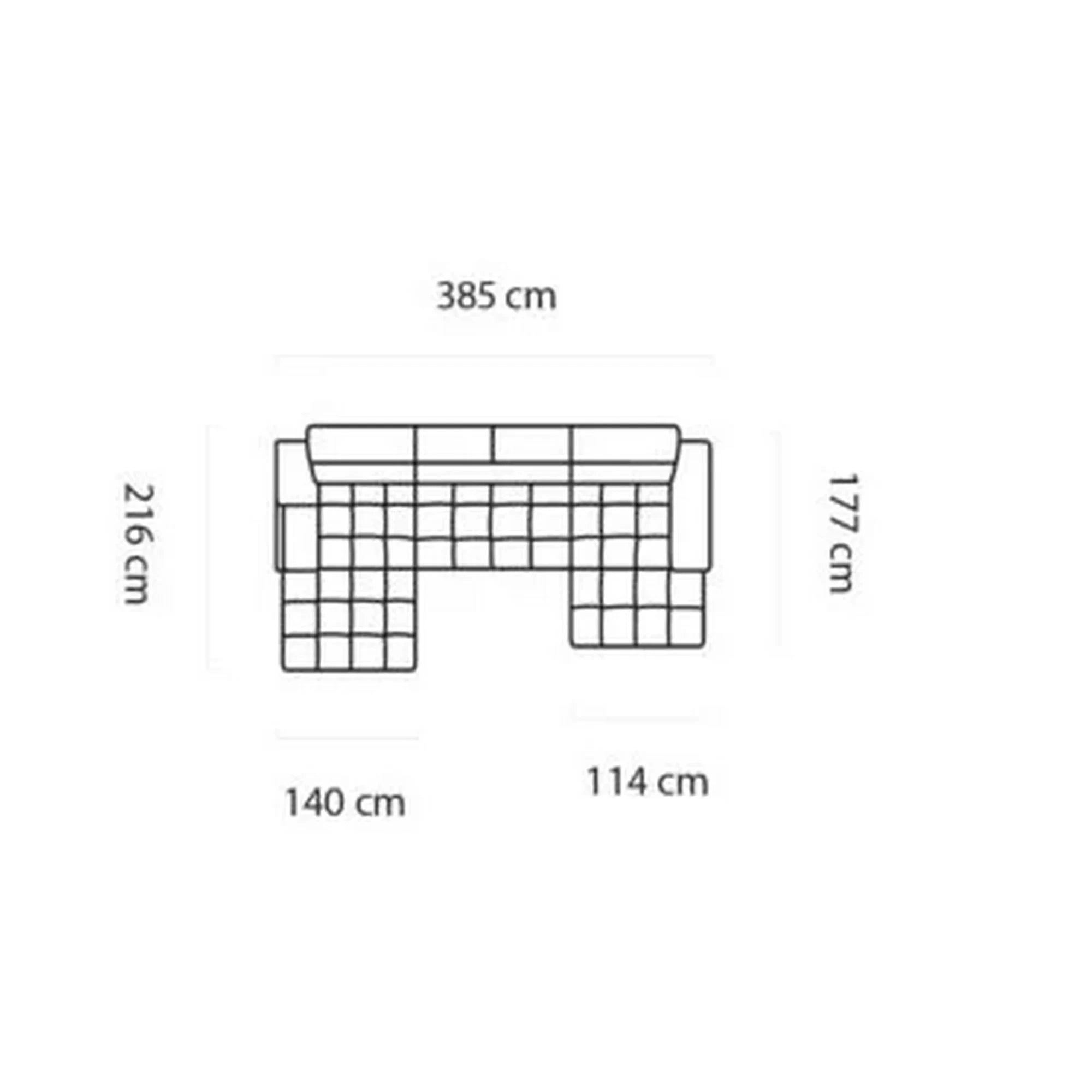 Coltar PLAZA XL, sezlong stanga, stofa catifelata negru - Riviera 100, cu reglaj electric si tetiere reglabile, 385x216x99 cm