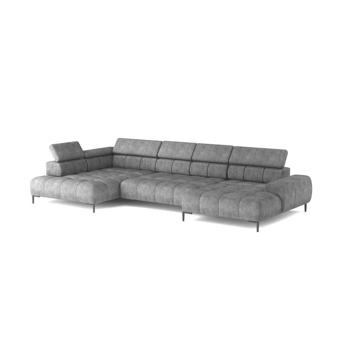 Coltar PLAZA XL, personalizabil materiale gama Premium, cu reglaj electric, tetiera si spatar reglabil, 385x216x99 cm