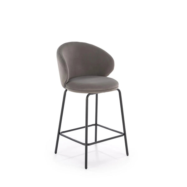 Scaun bar H121, gri - Mavel 14/negru, stofa catifelata/metal, 51x50x92 cm