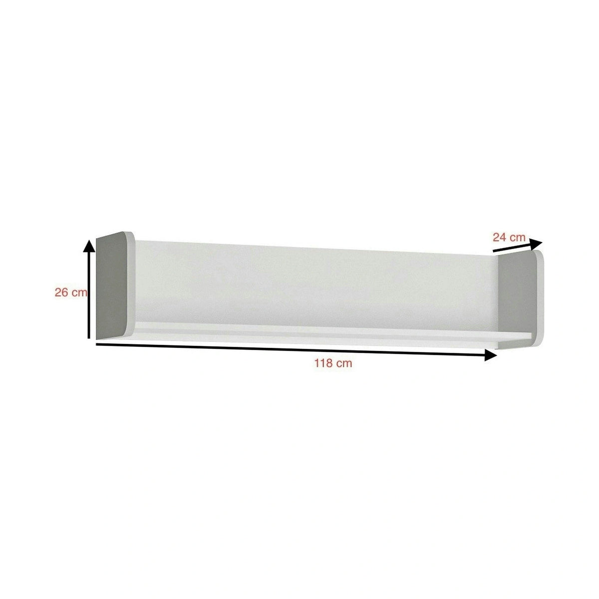 Polita ALBI, alb, PAL laminat, 118x24x26 cm