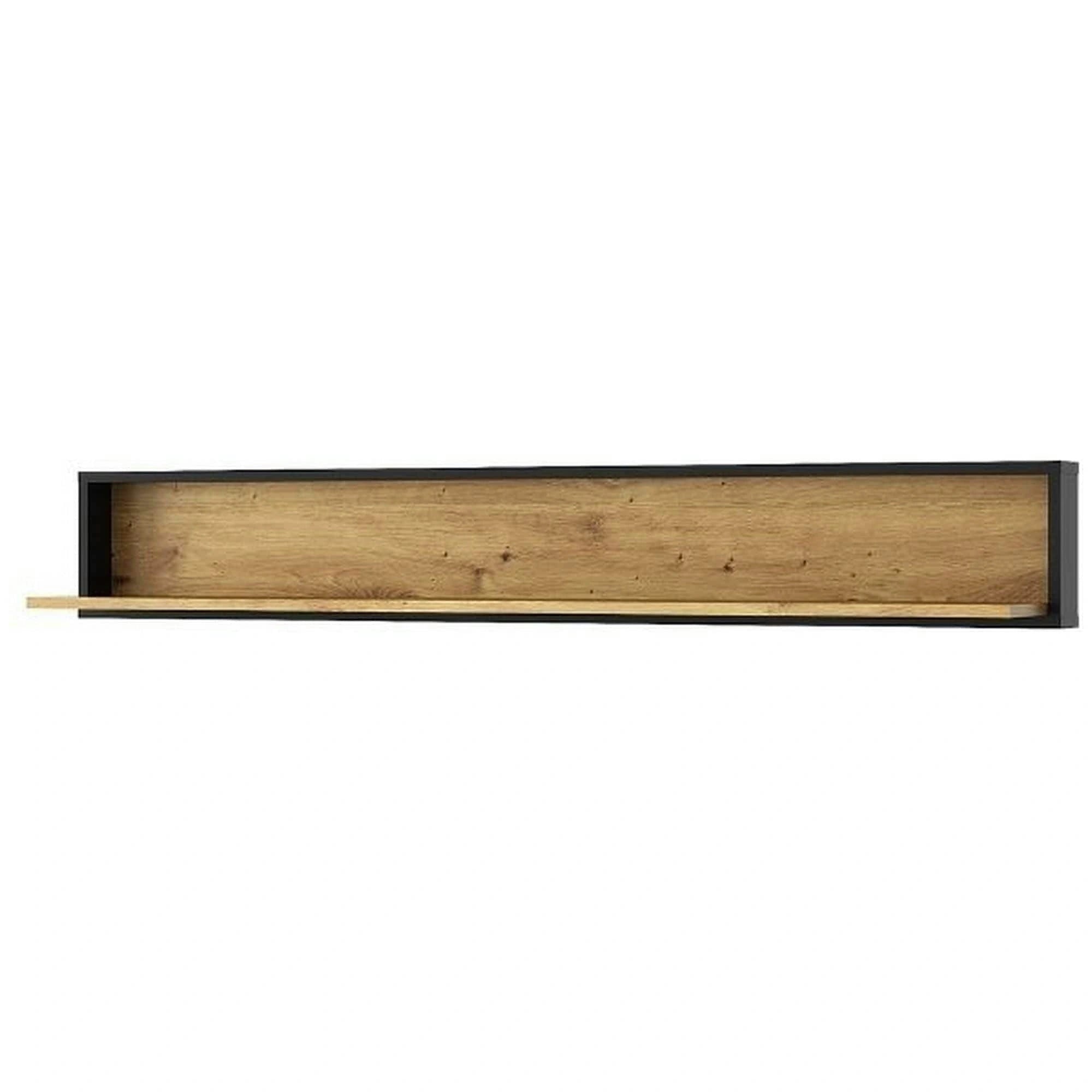 Polita BOSCO, stejar artisan maro/negru, PAL laminat, 150x20x22 cm