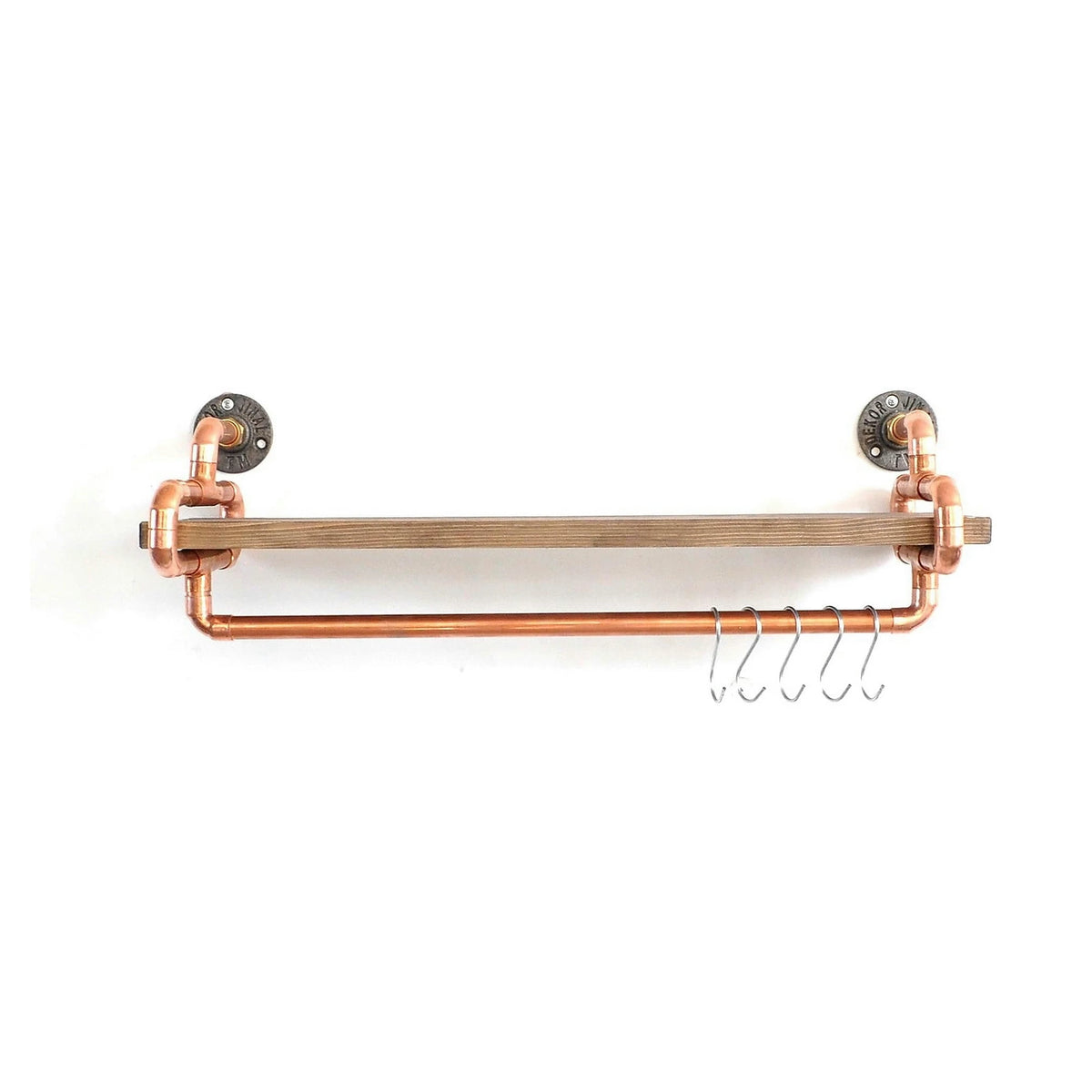 Polita bucatarie COP045, stejar/cupru, lemn/metal, 60x17x19 cm