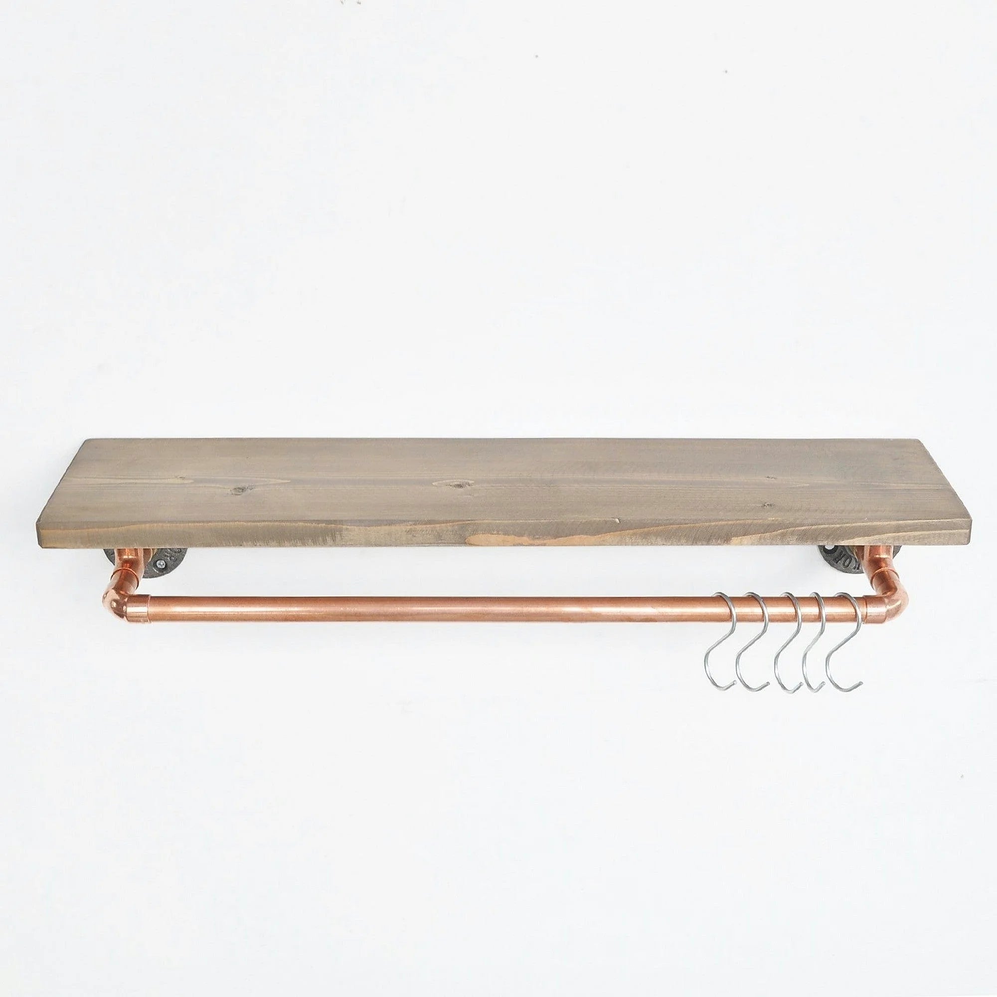 Polita COP001, stejar halifax/cupru, lemn/metal, 60x14x12 cm
