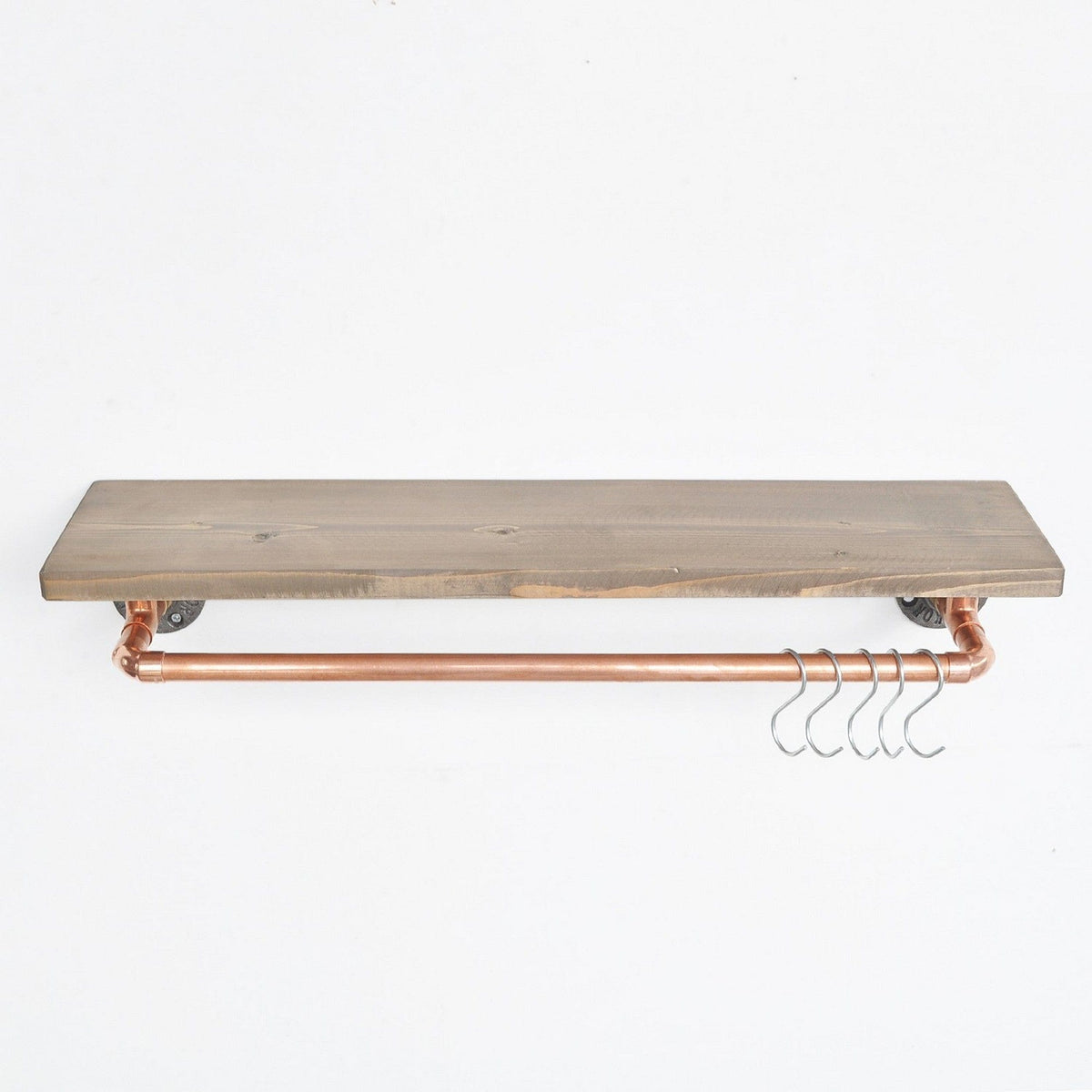Polita COP001, stejar halifax/cupru, lemn/metal, 60x14x12 cm