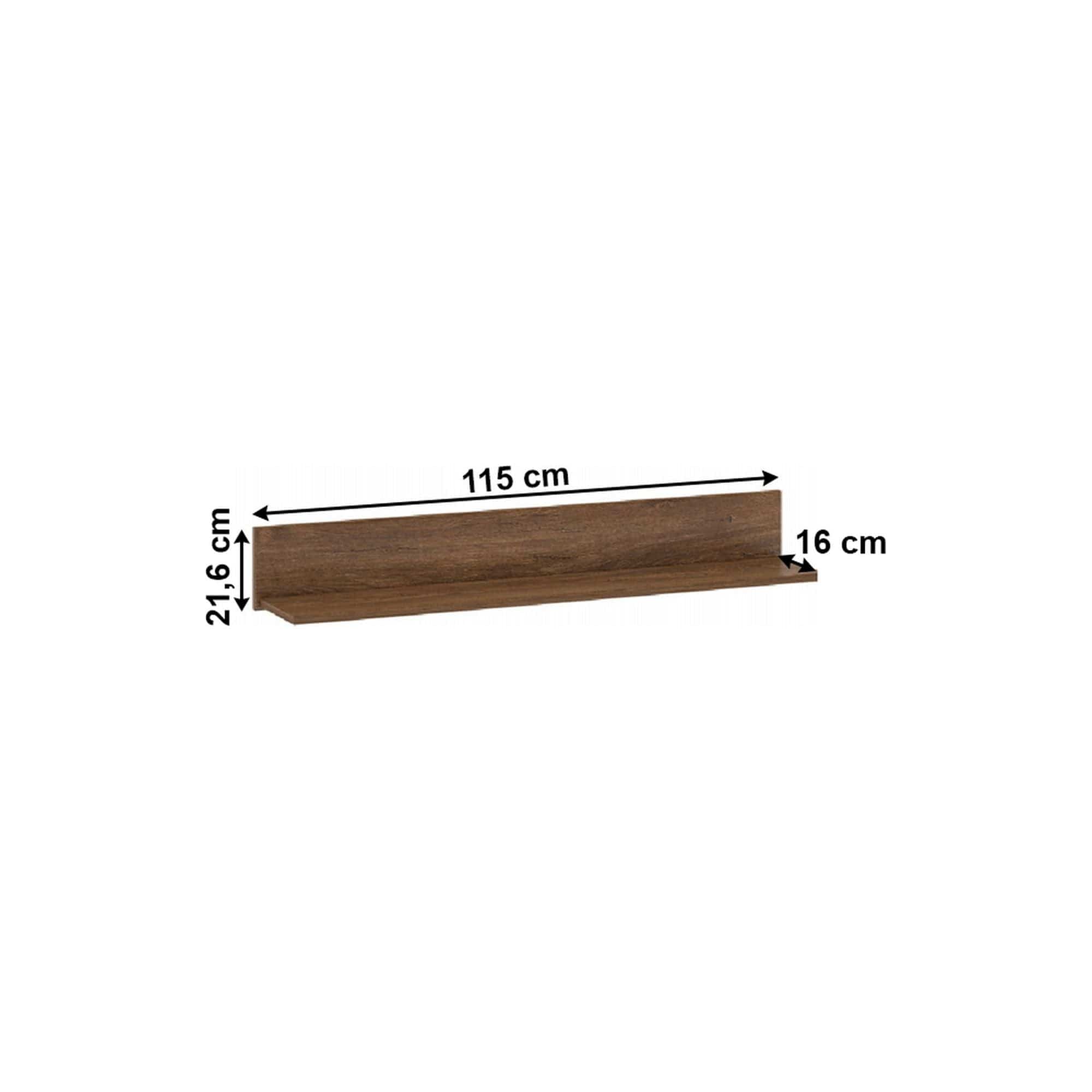 Polita DELIS, stejar bolzano, DTD laminat, 115x22x16 cm