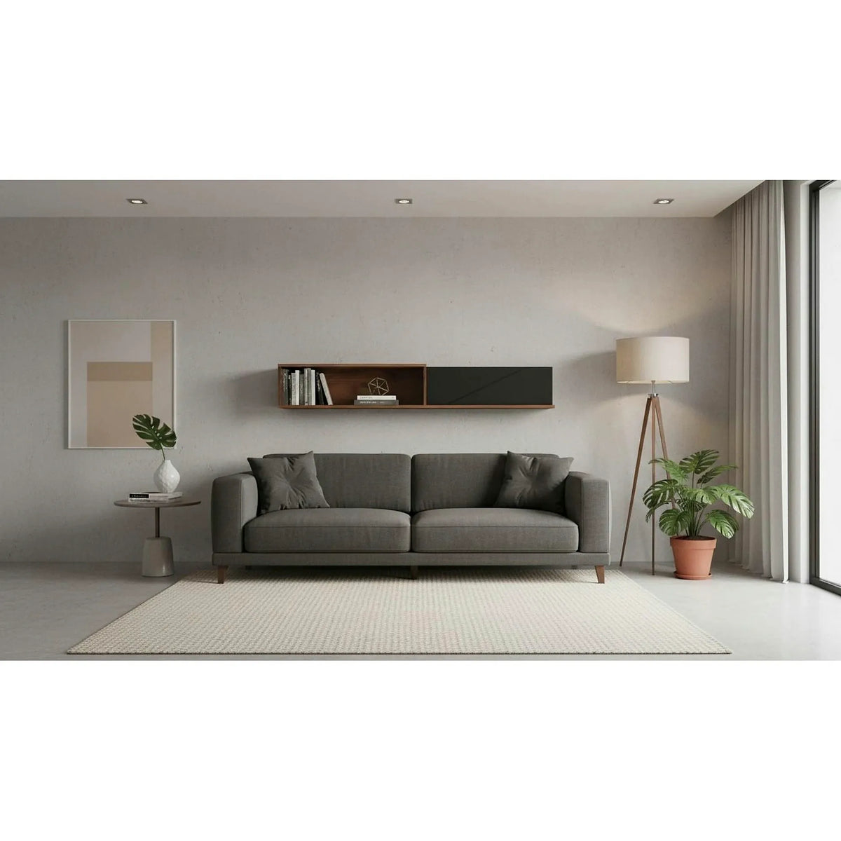 Polita FORN, nuc/negru mat, PAL melaminat, 156x22x25 cm