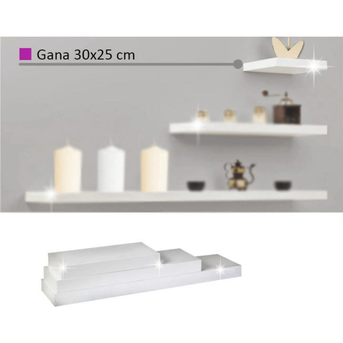 Polita GANA FY 11044-5, alb lucios, 30x25x5 cm