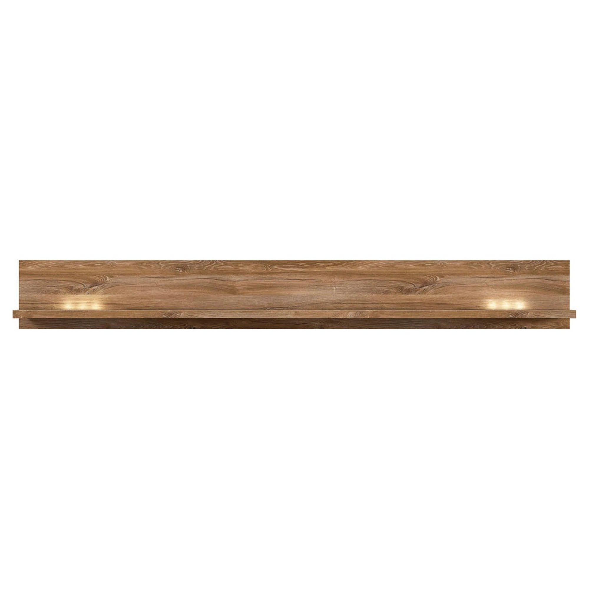 Polita GENT, stejar, PAL, cu iluminare LED, 200x27x25 cm