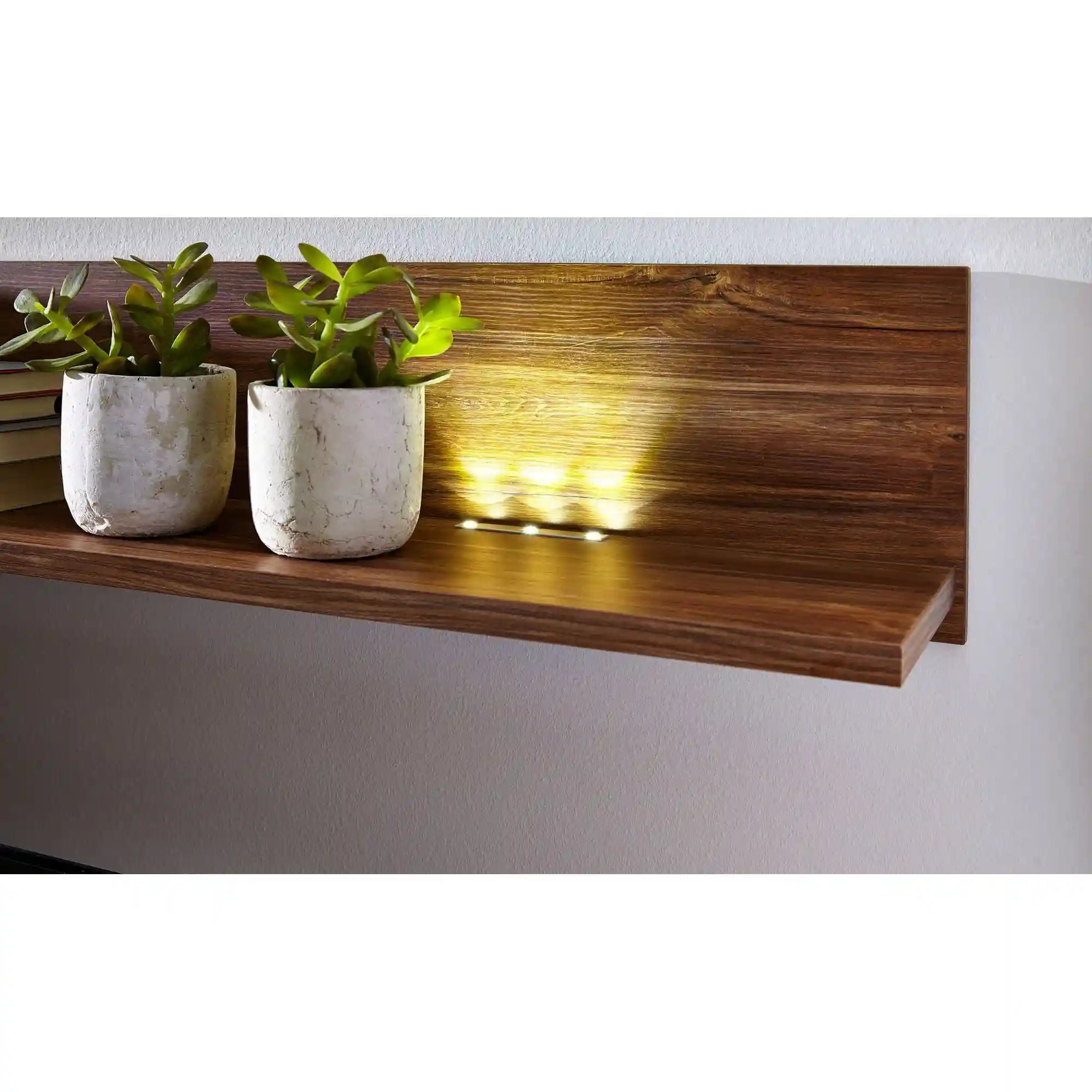 Polita GENT, stejar, PAL, cu iluminare LED, 200x27x25 cm