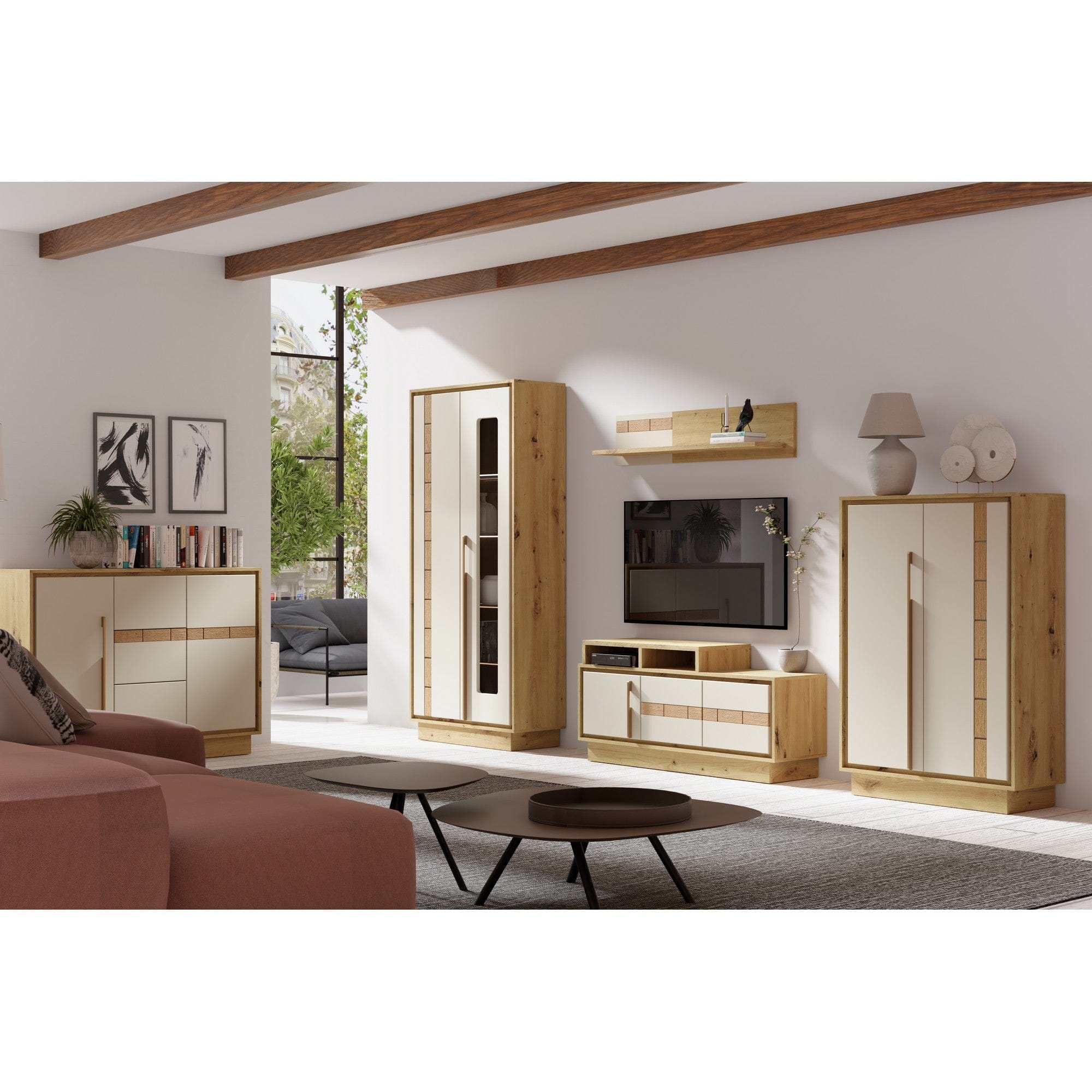 Polita KEKS K6, stejar/casmir, PAL laminat, 120x20x26 cm