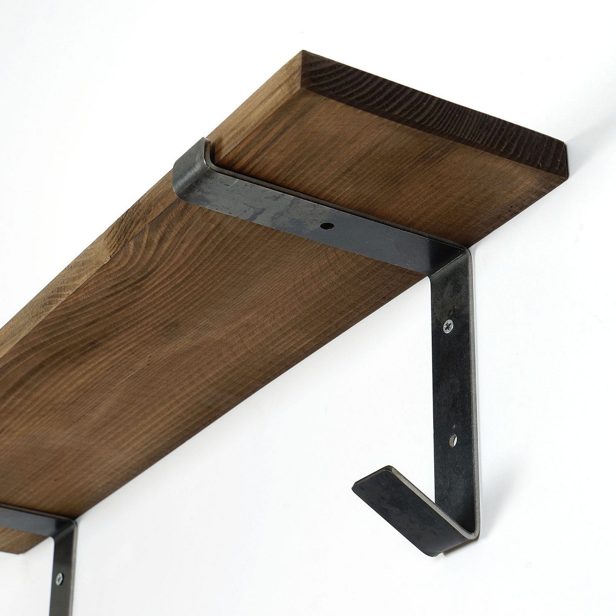 Polita LAM012, nuc, lemn/metal, 60x14x16 cm