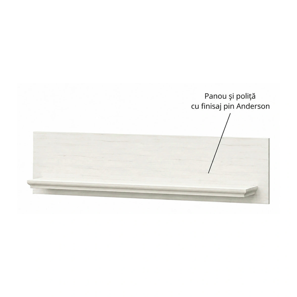 Polita living IRYS, pin alb anderson, PAL laminat, 119x18x26 cm
