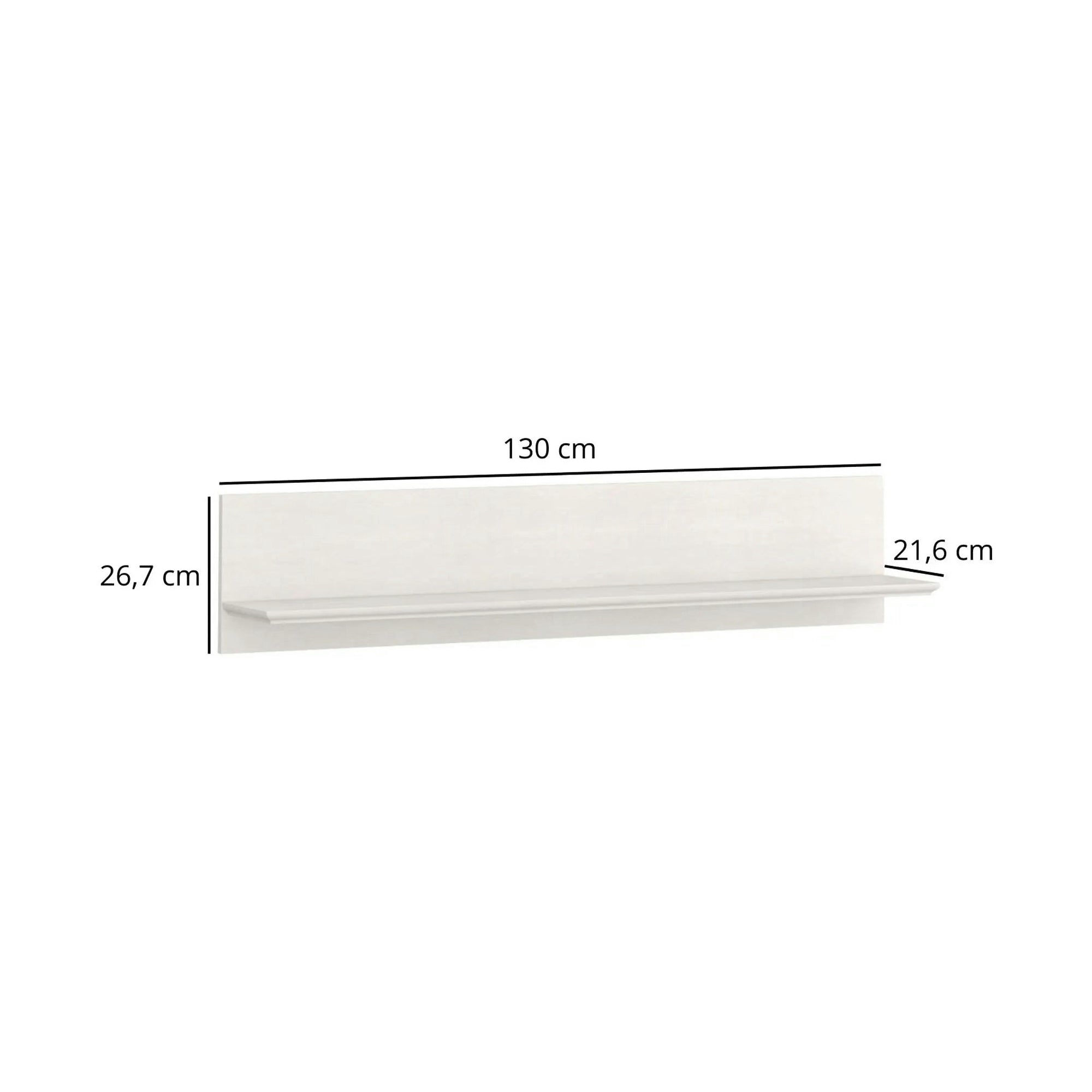 Polita living IRYS, pin alb anderson, PAL laminat, 119x18x26 cm