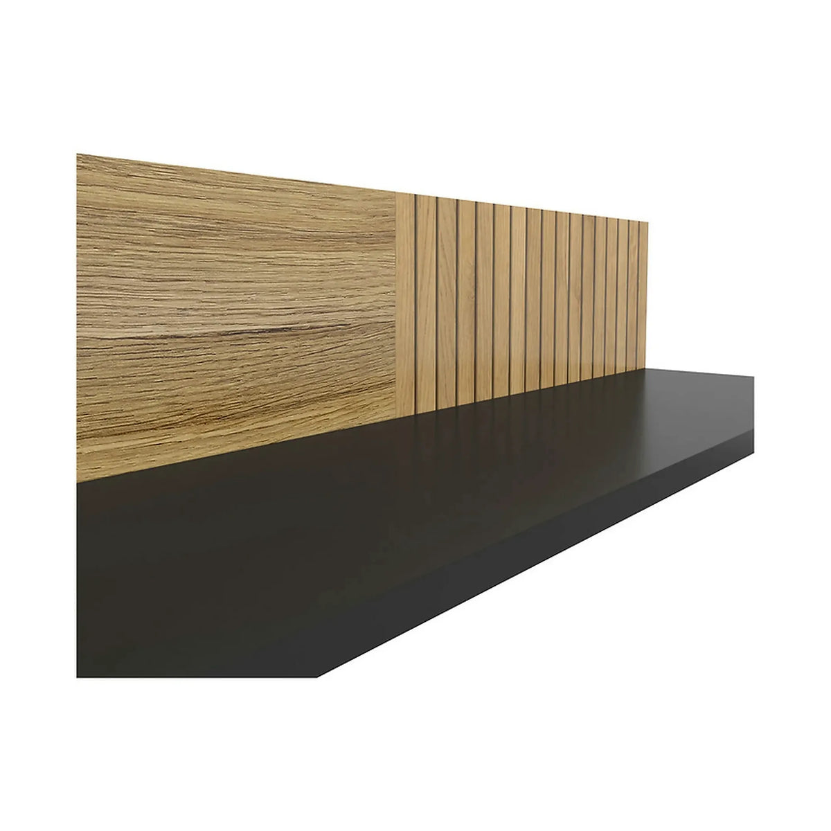 Polita LUEN, stejar/negru, PAL laminat, 155x24x23 cm