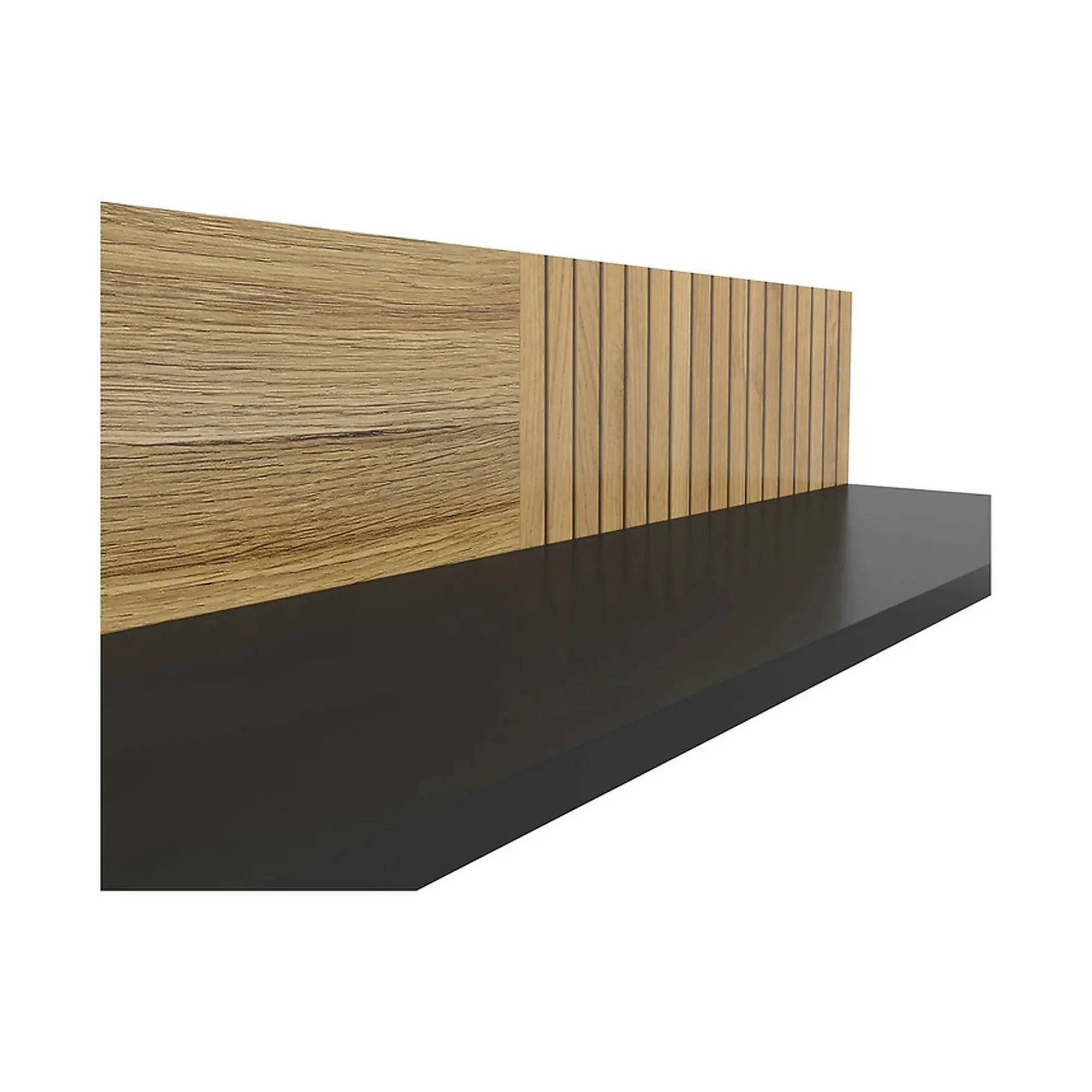Polita LUEN, stejar/negru, PAL laminat, 155x24x23 cm