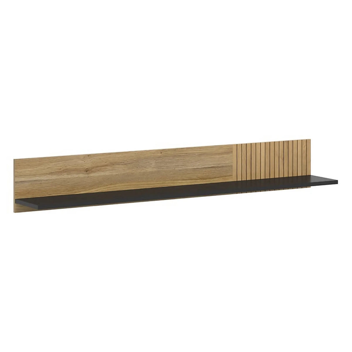 Polita LUEN, stejar/negru, PAL laminat, 155x24x23 cm