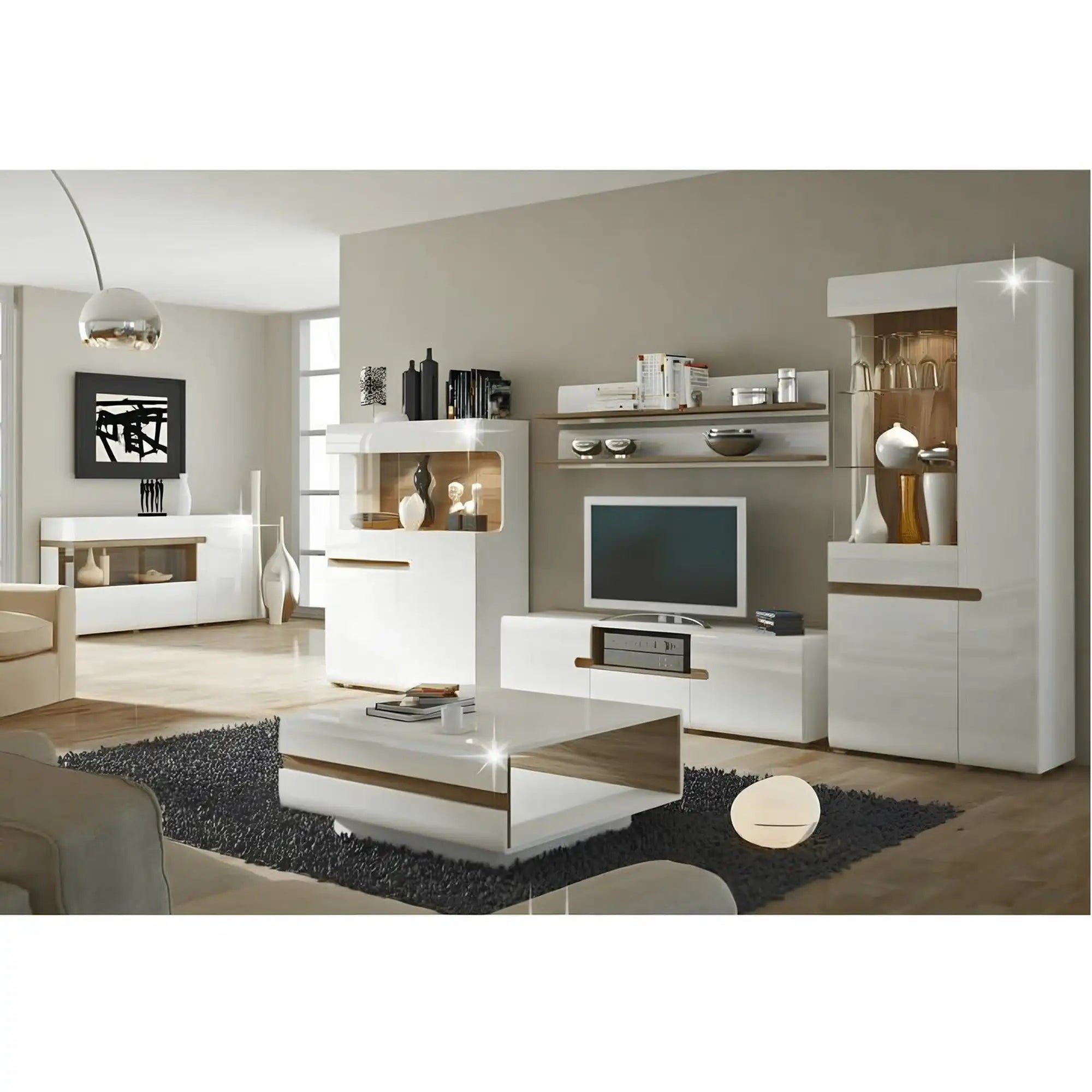 Polita LYNATET TYP 60, stejar sonoma inchis/alb, PAL melaminat, 150x20x20 cm