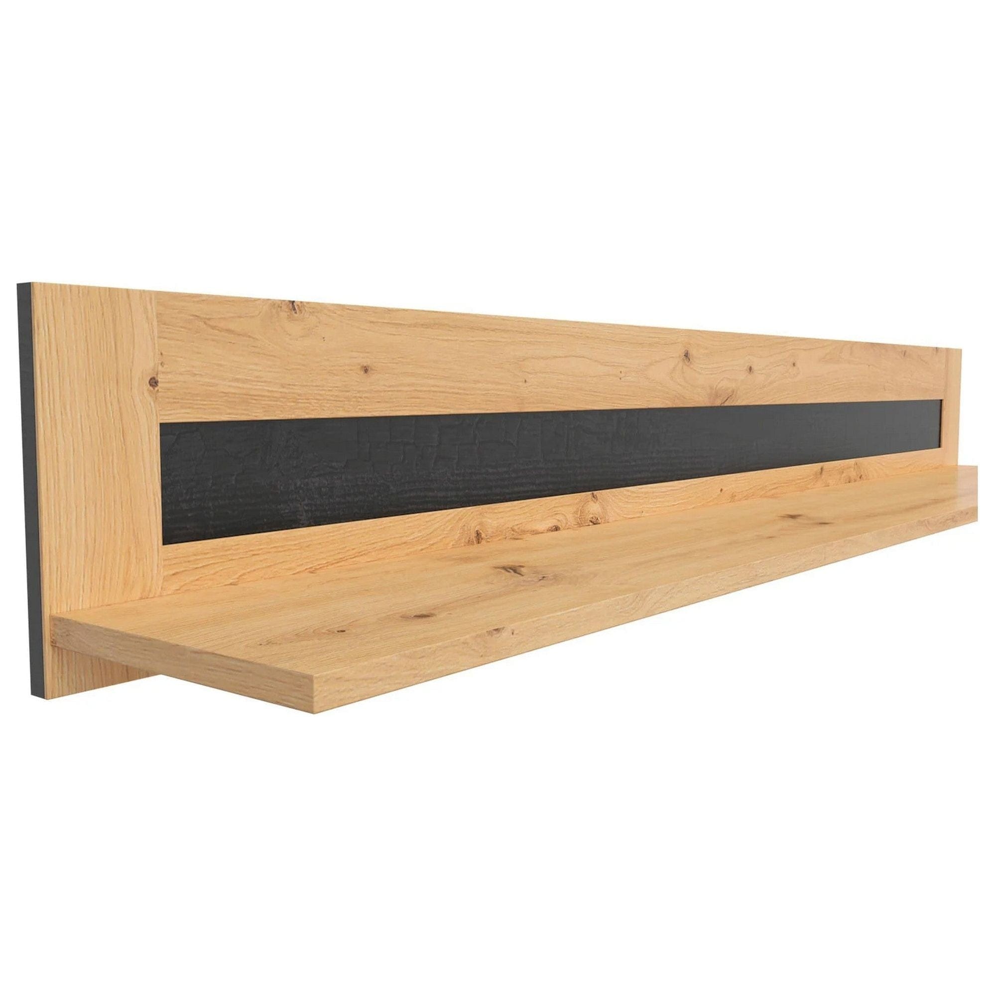 Polita OSTIA, stejar artisan/negru, PAL melaminat, 161x24x24 cm
