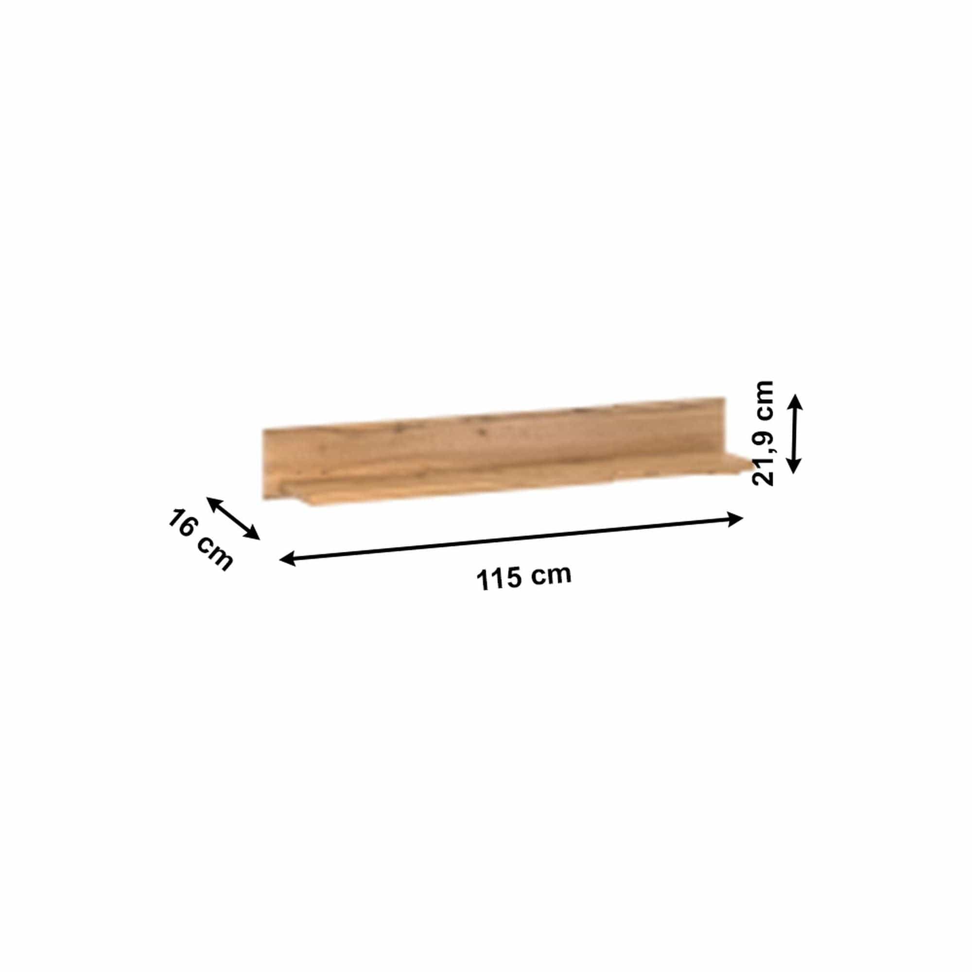 Polita PUSAN U, stejar apalache, DTD LAMINAT, 115x16x22 cm