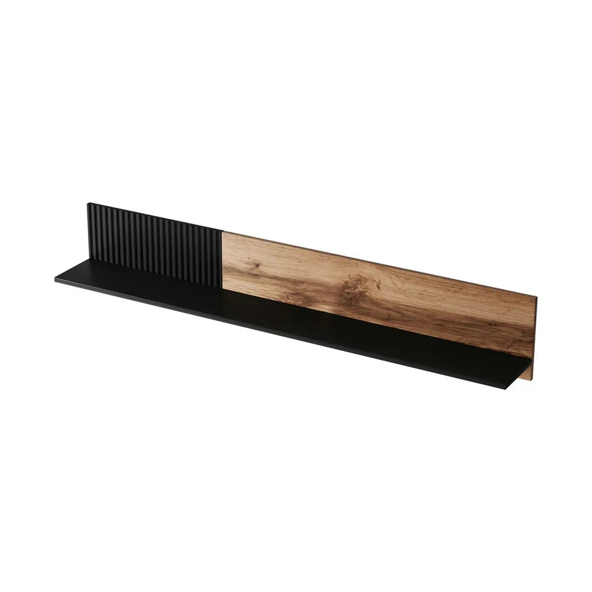 Polita RANDOM, stejar wotan/negru, PAL, 150x20x25 cm