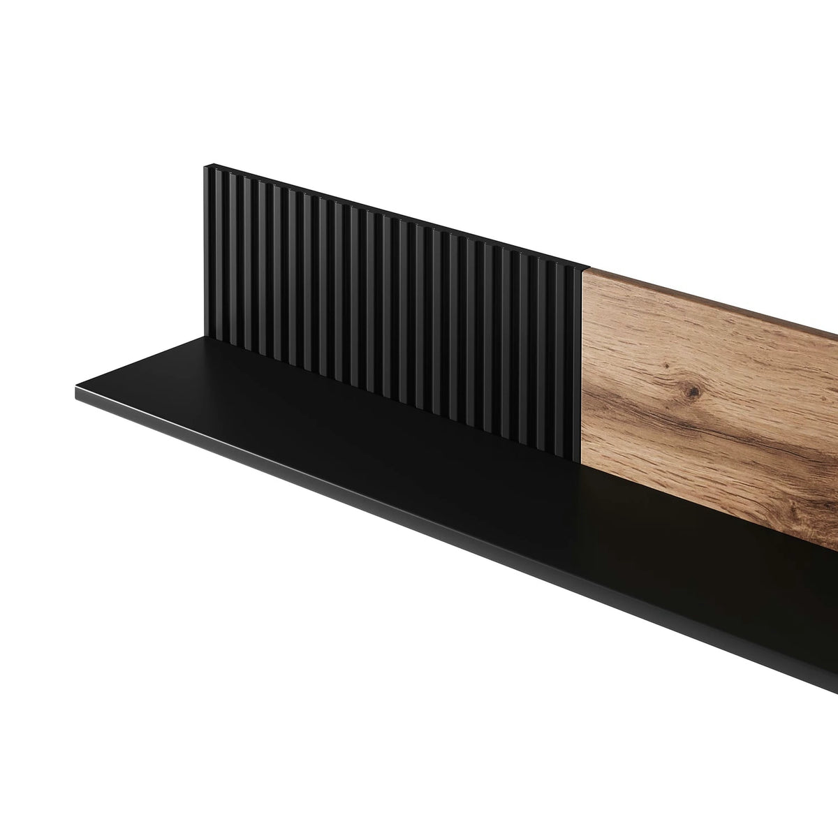 Polita RANDOM, stejar wotan/negru, PAL, 150x20x25 cm