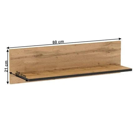 Polita TORONTA U, stejar wotan, PAL, 80x20x21 cm