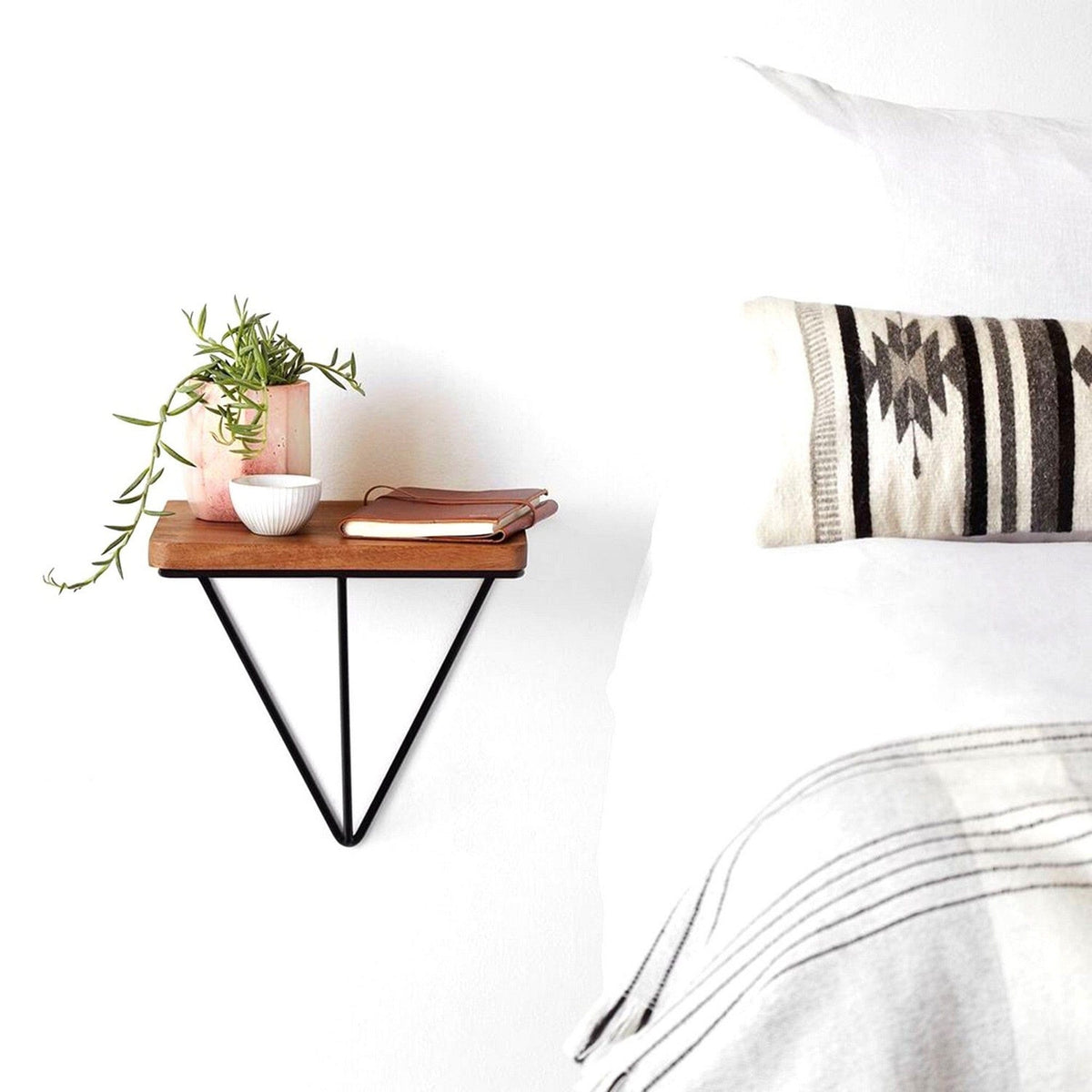 Polita WR037, cires/negru, lemn/metal, 33x28x33 cm