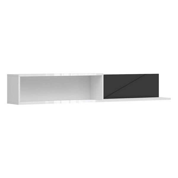 Polita FORN, alb lucios/negru mat, PAL, 156x22x25 cm