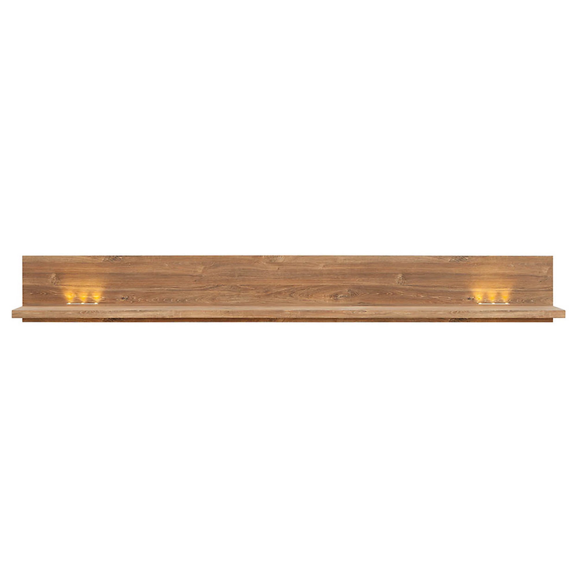 Polita GENT, stejar, PAL, cu iluminare LED, 200x27x25 cm