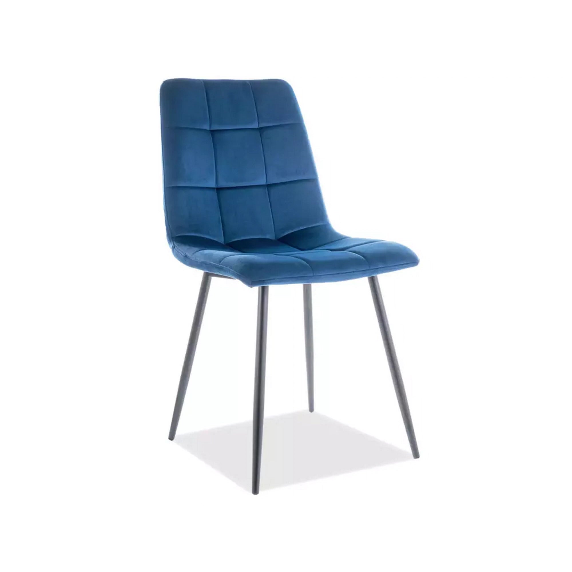 Scaun MILA, negru/albastru, stofa catifelata/metal, 45x41x86 cm