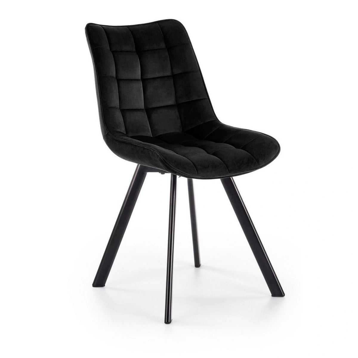 Scaun tapitat modern K332, negru, stofa catifelata/metal, 46x61x84 cm