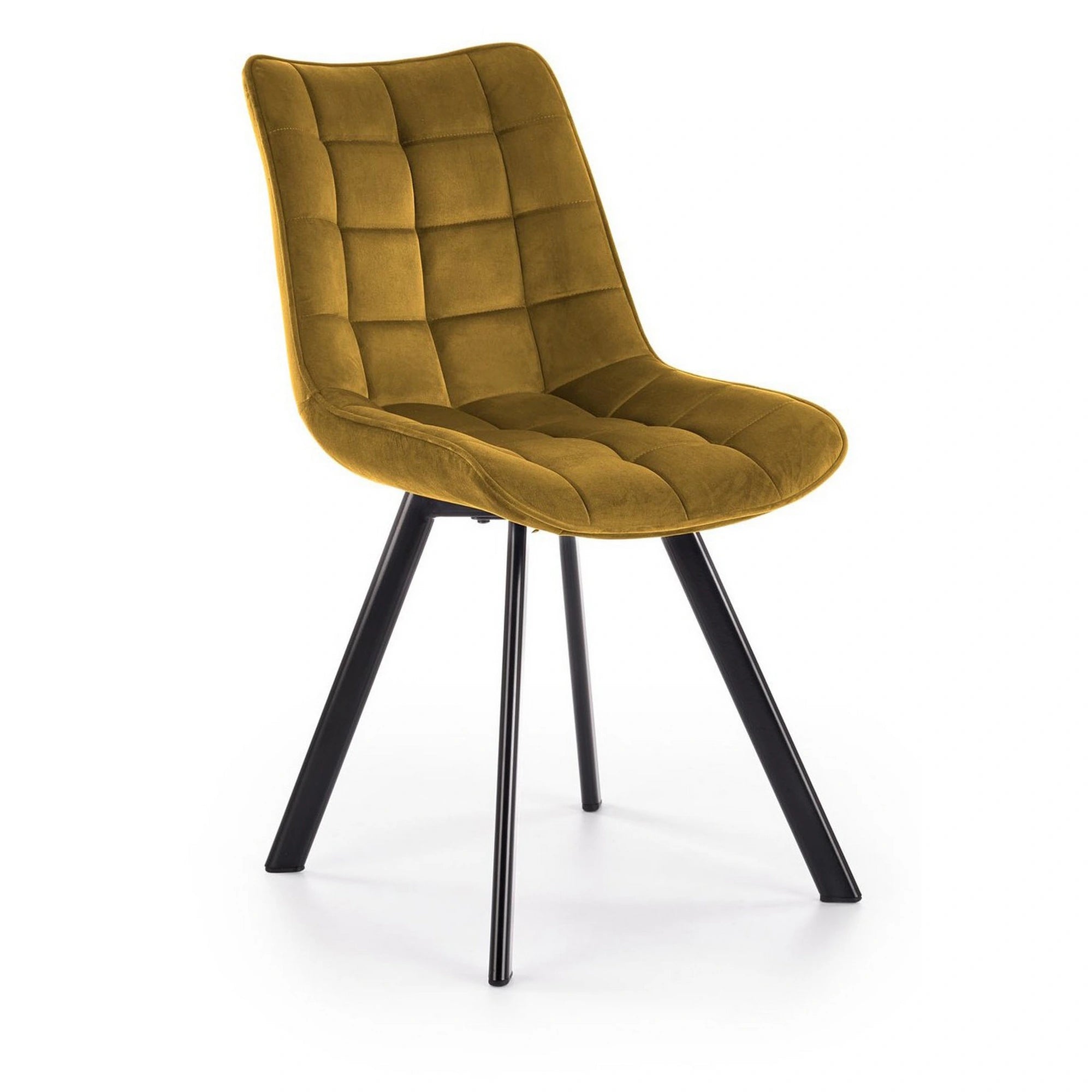 Scaun K332, galben mustar/negru, stofa catifelata/metal, 46X61X84 CM