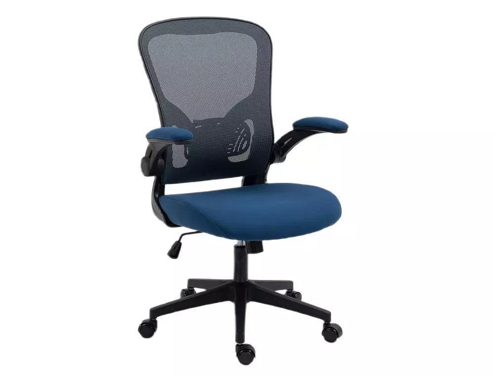 Scaun birou Q-333, gri/albastru, stofa/plasa, 65x47x100/110 cm