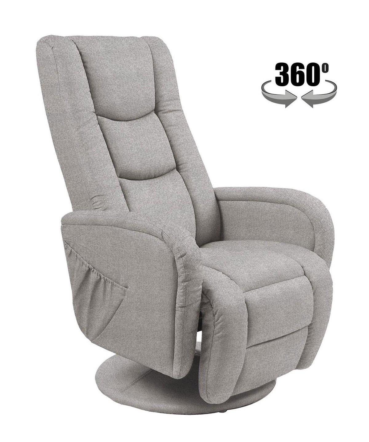 Fotoliu recliner PULSAR 2, gri, stofa/PVC, 68x85/135x85/106 cm