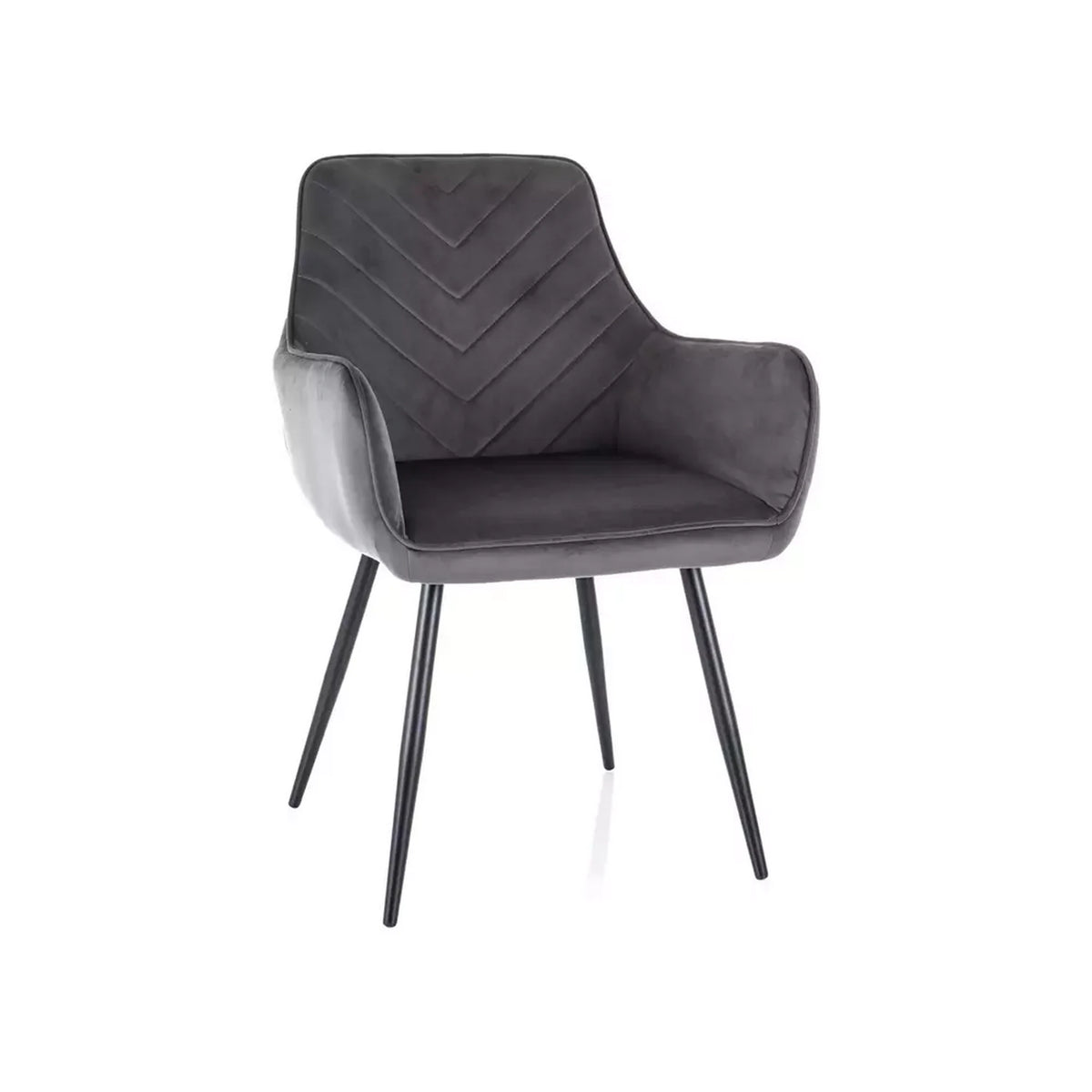 Scaun FIG, gri/negru, stofa catifelata/metal, 57x47x85 cm