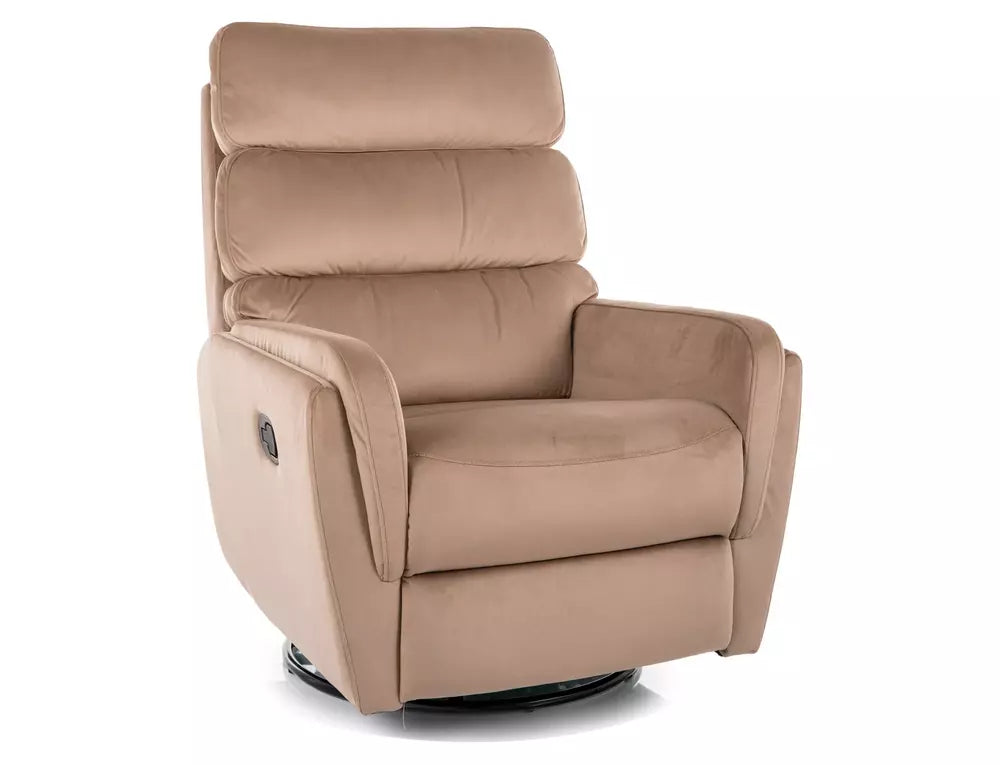 Fotoliu recliner ARGOS, stofa catifelata bej - Bluvel 28, 78x84/162x107 cm