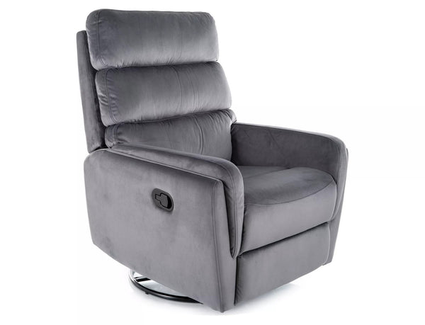 Fotoliu recliner ARGOS, stofa catifelata gri - Bluvel 14, 78x82/162x107 cm