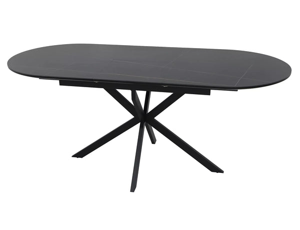 Masa extensibila GASTON, negru mat cu efect de marmura, ceramica/metal, 140/180x80x76 cm