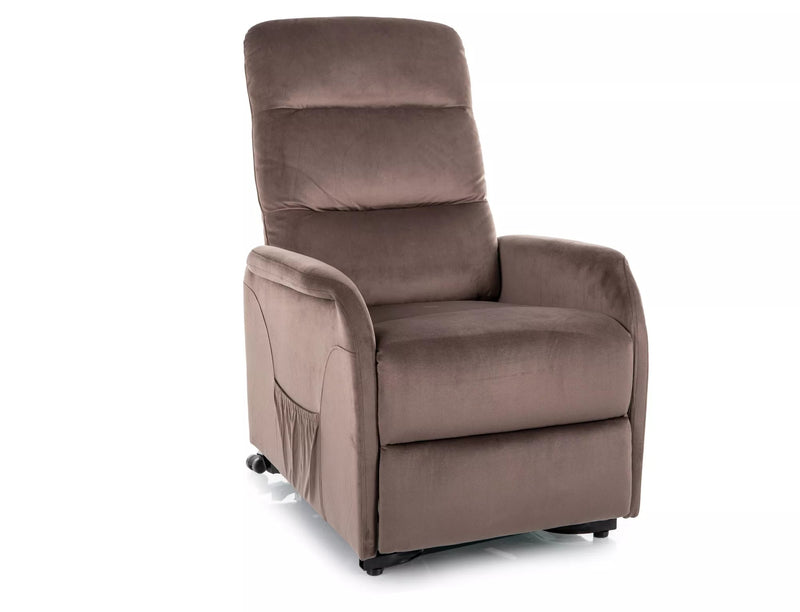 Fotoliu recliner JUPITER M, stofa catifelata cappuccino - Bluvel 38, 69x91/164x105 cm