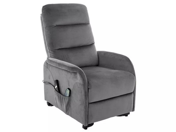 Fotoliu recliner JUPITER M, stofa catifelata gri - Bluvel 14, 69x91/164x105 cm