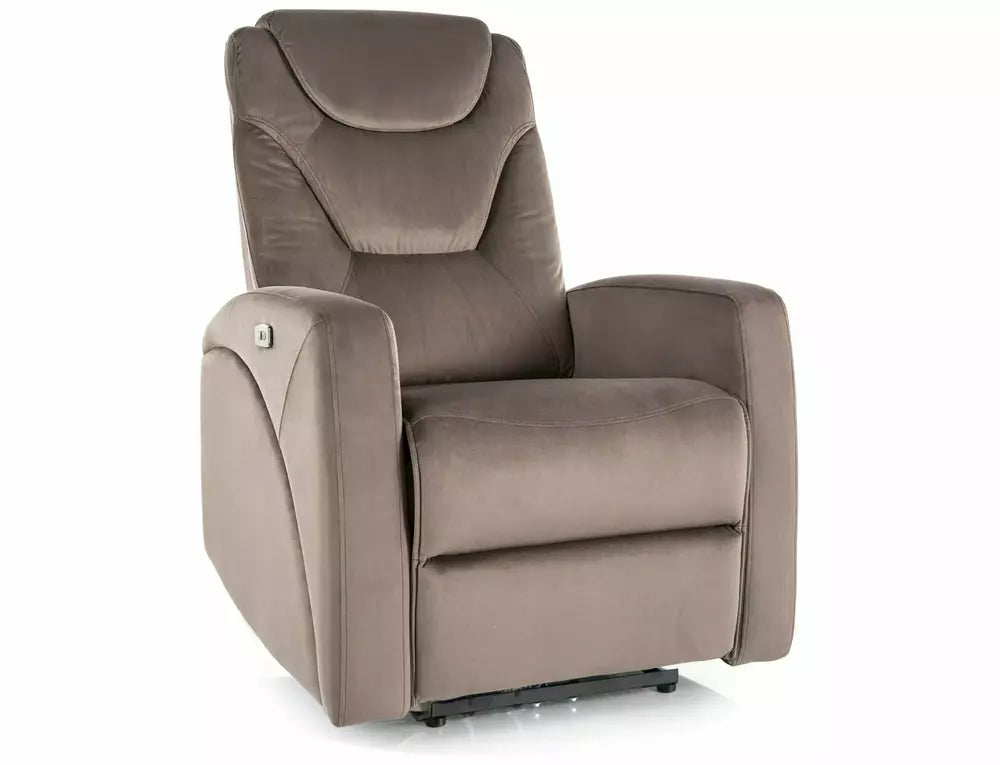 Fotoliu recliner KRONOS, stofa catifelata cappuccino - Bluvel 38, 79x94/160x107 cm