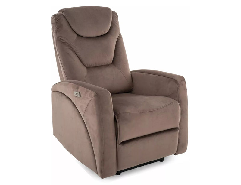 Fotoliu recliner KRONOS, stofa catifelata cappuccino - Bluvel 38, 79x94/160x107 cm