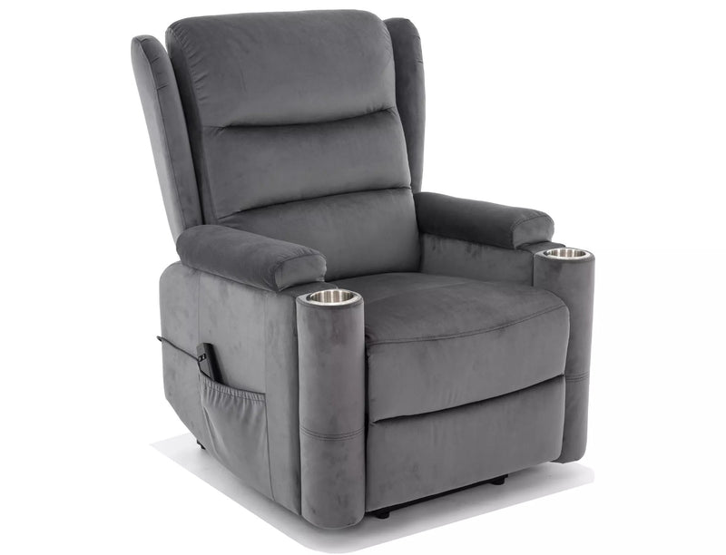 Fotoliu recliner MINOS, stofa catifelata gri - Bluvel 14, 78x87/162x107 cm